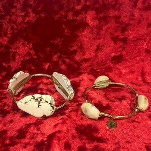 2 ivory Bourbon and Bowties gold wire bracelets